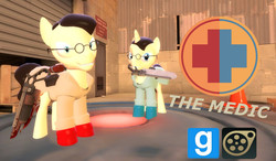 Size: 1221x714 | Tagged: safe, artist:pika-robo, pony, 3d, gmod, medic, medic (tf2), ponified, source filmmaker, team fortress 2