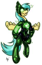 Size: 1751x2678 | Tagged: safe, artist:cynos-zilla, sunshower raindrops, cyborg, g4, alpha lantern, blackest night, crossover, dc comics, female, green lantern, simple background, solo, transparent background