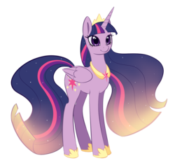 Size: 1500x1400 | Tagged: safe, artist:uncertainstardust, twilight sparkle, alicorn, pony, g4, ethereal mane, female, gradient mane, hilarious in hindsight, hoof shoes, jewelry, mare, older, peytral, regalia, simple background, solo, tiara, transparent background, twilight sparkle (alicorn), ultimate twilight