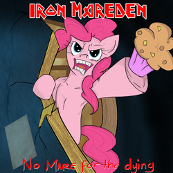 Size: 3400x3400 | Tagged: safe, artist:pentagrin, pinkie pie, g4, album cover, heavy metal, high res, iron maiden, parody, solo