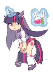 Size: 1531x2245 | Tagged: safe, artist:aji8_, twilight sparkle, human, g4, eared humanization, female, horn, horned humanization, humanized, mary janes, pixiv, solo, tailed humanization