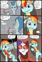 Size: 781x1156 | Tagged: safe, artist:metal-kitty, rainbow dash, rarity, soarin', comic:expiration date, g4, comic, dialogue, expiration date, female, male, miss pauling, mr soarin', rainbow scout, rarispy, scout (tf2), ship:soarindash, shipping, spy, spy (tf2), straight, team fortress 2