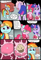 Size: 781x1156 | Tagged: safe, artist:metal-kitty, derpy hooves, pinkie pie, rainbow dash, twilight sparkle, alicorn, pony, comic:expiration date, g4, comic, derpy soldier, dialogue, engie pie, engineer, engineer (tf2), expiration date, female, mare, medic, medic (tf2), muffin, rainbow scout, scout (tf2), soldier, soldier (tf2), team fortress 2, teleporter, twi medic, twilight sparkle (alicorn)