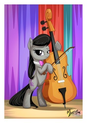 Size: 955x1351 | Tagged: safe, artist:mysticalpha, octavia melody, earth pony, pony, g4, bipedal, cello, female, looking at you, musical instrument, solo