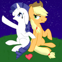 Size: 500x500 | Tagged: safe, artist:christinebolt, applejack, rarity, g4, female, lesbian, night, ship:rarijack, shipping