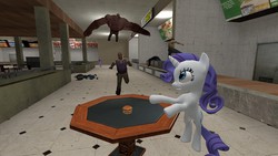 Size: 1600x900 | Tagged: safe, rarity, twilight sparkle, changeling, g4, 3d, cheeseburger, coach, ellis, gmod, left 4 dead, left 4 dead 2