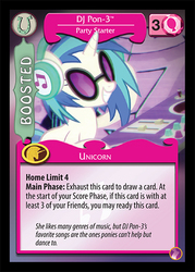 Size: 372x519 | Tagged: safe, enterplay, dj pon-3, vinyl scratch, g4, my little pony collectible card game, rock n rave, ccg, female, grin, looking at you, smiling, solo