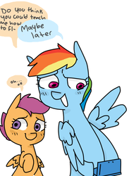 Size: 478x654 | Tagged: safe, artist:meowing-ghost, rainbow dash, scootaloo, pegasus, pony, g4, 3ds, flying lesson