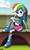 Size: 3685x6213 | Tagged: safe, artist:kiowa213, rainbow dash, equestria girls, g4, bedroom eyes, boots, clothes, female, signature, sitting, skirt, solo