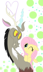 Size: 1196x2000 | Tagged: dead source, safe, artist:artisticdoe, discord, fluttershy, g4, female, male, ship:discoshy, shipping, straight