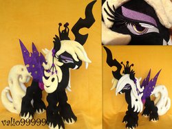 Size: 1024x768 | Tagged: safe, artist:valio99999, oc, oc only, oc:queen vaspira, changeling, changeling queen, changeling oc, changeling queen oc, fangs, female, irl, photo, plushie, purple changeling