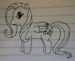 Size: 315x258 | Tagged: safe, artist:hyperdash34-9, fluttershy, g4, female, lined paper, monochrome, sketch, solo, traditional art
