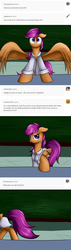 Size: 3000x10566 | Tagged: safe, artist:grennadder, scootaloo, g4, ask, clothes, lab coat, scientist scoots, scootaloo can't fly, spread wings, tumblr, unamused
