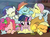 Size: 1109x831 | Tagged: safe, artist:drawponies, applejack, fluttershy, gummy, pinkie pie, rainbow dash, rarity, spike, twilight sparkle, alligator, dragon, earth pony, pegasus, pony, unicorn, g4, apple, applejack's hat, baby, baby dragon, baby spike, book, bookshelf, candle, cowboy hat, cuddle puddle, cuddling, cute, dashabetes, diabetes, diapinkes, drawponies is trying to murder us, eyes closed, female, filly, friendship, golden oaks library, hat, jackabetes, male, mane seven, mane six, pillow, raribetes, reading, shyabetes, sleeping, sleepover, smiling, spikabetes, stetson, twiabetes, weapons-grade cute