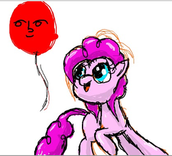 Size: 422x381 | Tagged: safe, artist:godofsteak, pinkie pie, g4, balloon, female, iscribble, le lenny face, solo