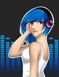 Size: 3417x4400 | Tagged: safe, artist:tao-mell, dj pon-3, vinyl scratch, human, g4, clothes, female, humanized, solo, tank top