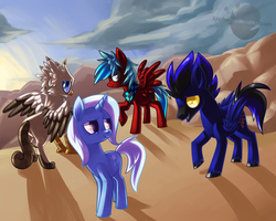 Size: 1024x819 | Tagged: safe, artist:lunchwere, trixie, oc, griffon, g4