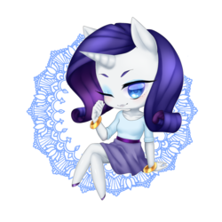 Size: 1024x1026 | Tagged: safe, artist:deizunei, rarity, anthro, g4, ambiguous facial structure, chibi, cute, female, no nose, solo