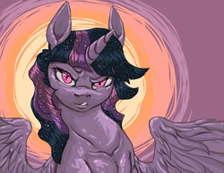 Size: 926x717 | Tagged: safe, artist:colorlesscupcake, twilight sparkle, alicorn, pony, g4, ethereal mane, female, looking at you, mare, solo, starry eyes, starry mane, twilight sparkle (alicorn), wingding eyes