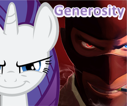 Size: 961x804 | Tagged: safe, artist:biggreenpepper, artist:hooon, edit, rarity, g4, face comparison, generosity, heterochromia, spy, spy (tf2), team fortress 2