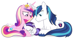 Size: 1125x600 | Tagged: safe, artist:dm29, princess cadance, shining armor, oc, oc:violet starshine, g4, 5-year-old, filly, offspring, parent:princess cadance, parent:shining armor, parents:shiningcadance, simple background, sleeping, transparent background, trio