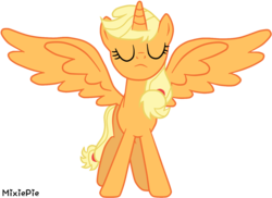 Size: 1373x1000 | Tagged: dead source, safe, artist:mixiepie, applejack, alicorn, pony, g4, alicornified, applecorn, because... apples, female, race swap, simple background, solo, transparent background