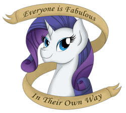 Size: 3403x3077 | Tagged: safe, artist:iraincloud, rarity, pony, unicorn, g4, bust, female, high res, mare, motivational, old banner, portrait, positive message, positive ponies, simple background, solo, transparent background