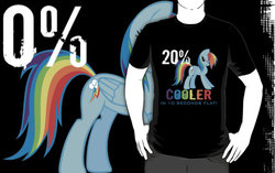 Size: 556x350 | Tagged: safe, artist:kidomaga, rainbow dash, g4, 10 seconds flat, 20% cooler, clothes, female, merchandise, redbubble, shirt, solo, text