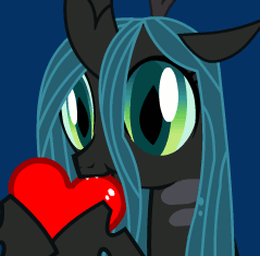 Size: 239x235 | Tagged: safe, artist:dabernd, queen chrysalis, changeling, changeling queen, g4, :t, animated, changeling feeding, cute, cutealis, dilated pupils, ear flick, female, gif, heart, nom, smiling, solo, twitch, vibrating, weapons-grade cute