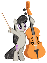 Size: 3744x4973 | Tagged: safe, artist:cultleaderfluttershy, octavia melody, earth pony, pony, g4, bipedal, bow, bow (instrument), cello, cello bow, female, musical instrument, simple background, solo, transparent background, vector, waving
