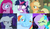 Size: 2400x1392 | Tagged: safe, applejack, fluttershy, pinkie pie, rainbow dash, rarity, twilight sparkle, g4, contemplating insanity, crazy face, flutterrage, insanity, mane six, pinkamena diane pie, rarisnap, snapplejack, twilight snapple