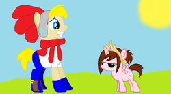 Size: 1743x964 | Tagged: safe, artist:mappymaples, artist:naysja, oc, oc:princess vanilla milk, alicorn, pony, alicorn oc, billy hatcher, billy hatcher and the giant egg, collaboration, filly, ponified