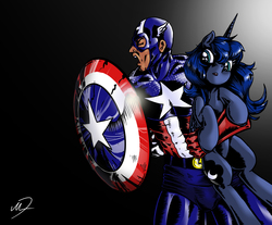 Size: 4854x4010 | Tagged: artist needed, source needed, safe, princess luna, g4, absurd resolution, captain america, crossover