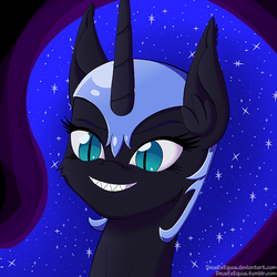 Size: 700x700 | Tagged: safe, artist:deusexequus, nightmare moon, alicorn, pony, g4, female, mare, smiling, solo