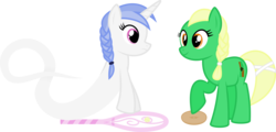 Size: 13320x6400 | Tagged: safe, artist:parclytaxel, earth pony, genie, genie pony, pony, unicorn, .svg available, absurd resolution, bagel, bottle, braid, eugenie bouchard, hairband, offering, parody, petra kvitova, pointing, ponified, pun, sad, simple background, tennis, tennis ball, tennis racket, transformation, transparent background, vector, visual pun, wimbledon