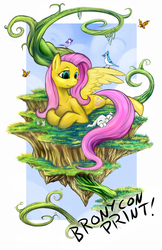 Size: 1242x1920 | Tagged: safe, artist:halley-valentine, angel bunny, fluttershy, bird, butterfly, mouse, g4, female, floating island, solo