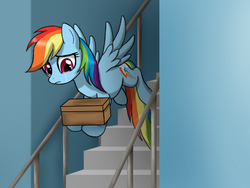 Size: 800x600 | Tagged: safe, artist:dawnmistpony, rainbow dash, fanfic:my little dashie, g4, box, crying, female, solo