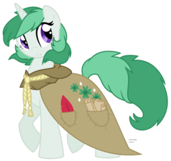 Size: 832x782 | Tagged: safe, artist:faith-wolff, clover the clever, pony, unicorn, fanfic:the bridge, g4, artist interpretation, cloak, clothes, fanfic art, female, mare, raised hoof, simple background, solo, transparent background