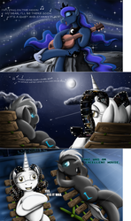 Size: 1280x2157 | Tagged: safe, artist:jamescorck, princess luna, oc, oc:clarion, oc:movie slate, ask britannia, g4, ask, guitar, her, shooting star, singing, stargazing, the moon song, tumblr