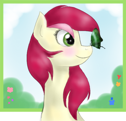 Size: 522x502 | Tagged: safe, artist:amber flicker, roseluck, butterfly, g4, female, solo