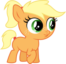 Size: 6000x5886 | Tagged: dead source, safe, artist:theshadowstone, applejack, g4, 5-year-old, absurd resolution, female, filly, ponytail, simple background, solo, tail wrap, transparent background, vector