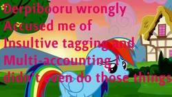 Size: 640x360 | Tagged: safe, edit, rainbow dash, pegasus, pony, g4, female, image macro, mare, meme, op is a duck, op is trying to start shit, sad, user meltdown in the comments