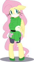 Size: 8765x15792 | Tagged: safe, artist:mess-anime-artist, artist:the-red-thunder, fluttershy, anthro, unguligrade anthro, g4, absurd resolution, clothes, female, floppy ears, simple background, solo, sonic the hedgehog (series), sonicified, style emulation, sweater, sweatershy, transparent background, vector