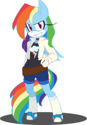 Size: 10544x15080 | Tagged: safe, artist:mess-anime-artist, artist:the-red-thunder, rainbow dash, anthro, unguligrade anthro, g4, absurd resolution, female, grin, simple background, smirk, solo, sonic the hedgehog (series), sonicified, style emulation, transparent background, vector