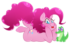 Size: 1800x1085 | Tagged: safe, artist:meb90, gummy, pinkie pie, g4, blushing, chubby, chubby cheeks, squishy cheeks