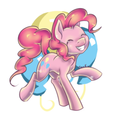 Size: 900x917 | Tagged: safe, artist:moenkin, pinkie pie, g4, balloon, female, happy, simple background, solo, transparent background