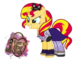 Size: 979x816 | Tagged: safe, artist:thunderfists1988, edit, sunset shimmer, pony, unicorn, g4, ever after high, female, kitty cheshire, simple background, solo, transparent background