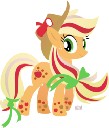 Size: 6392x7500 | Tagged: safe, artist:albsi, applejack, g4, absurd resolution, female, rainbow power, simple background, solo, transparent background, vector