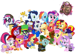 Size: 2000x1500 | Tagged: safe, artist:thunderfists1988, edit, apple bloom, applejack, big macintosh, diamond tiara, dj pon-3, fluttershy, pinkie pie, rainbow dash, rarity, scootaloo, snips, soarin', spike, sweetie belle, twilight sparkle, vinyl scratch, earth pony, pony, g4, apple white, ashlynn ella, blondie lockes, briar beauty, ceder wood, cerise hood, cutie mark crusaders, daring charming, dexter charming, duchess queen, ever after high, hunter huntsman, kitty cheshire, madeline hatter, male, mane six, melody piper, raven queen, sparrow hood, stallion