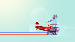 Size: 2522x1419 | Tagged: safe, artist:sylvesterkittycat, fluttershy, rainbow dash, g4, biplane, crossover, miles "tails" prower, plane, sonic the hedgehog, sonic the hedgehog (series), sonic the hedgehog 2, wallpaper